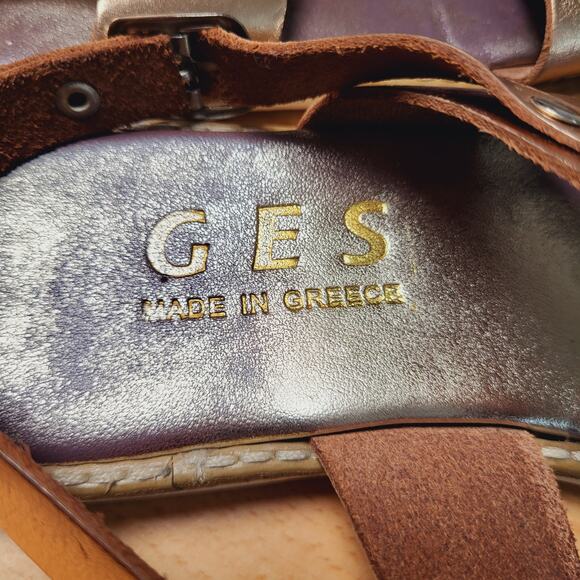 GES Rose Gold Leather Strappy Handmade Sandals Made in Greece EU Size 37 - Picture 10 of 10